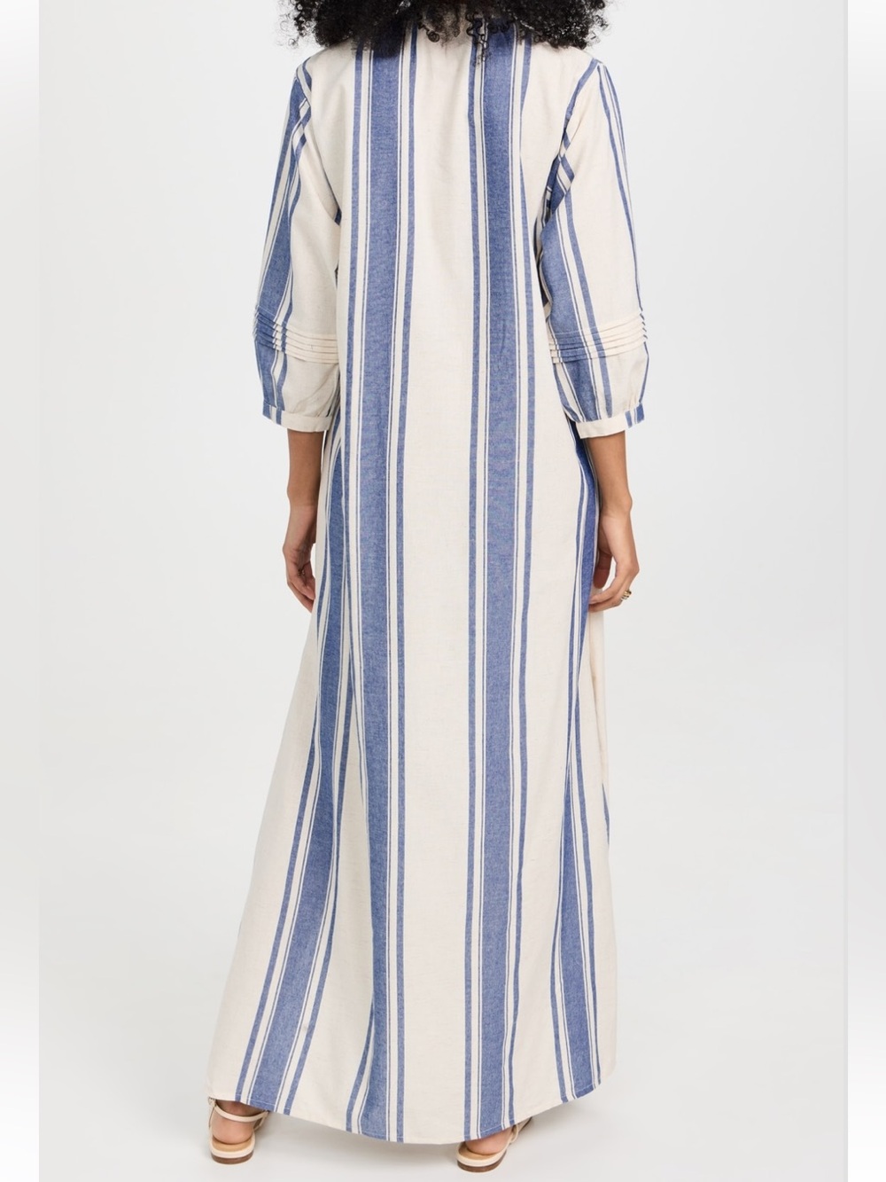 NWT NATALIE MARTIN Collection Sammie French Striped Blue Cream Maxi Dress LG - Picture 4 of 16